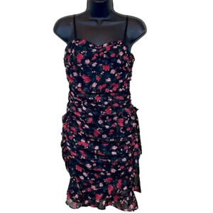 For Love & Lemons Hawn Ruched Floral Ruffle Mini Dress size XS